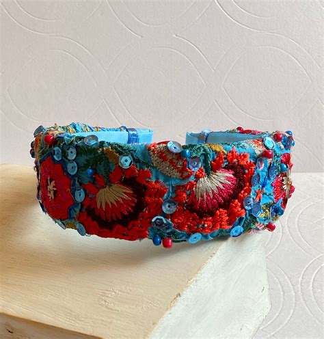 Embroidered Headband Wide Headband Stylish Women Headband Etsy