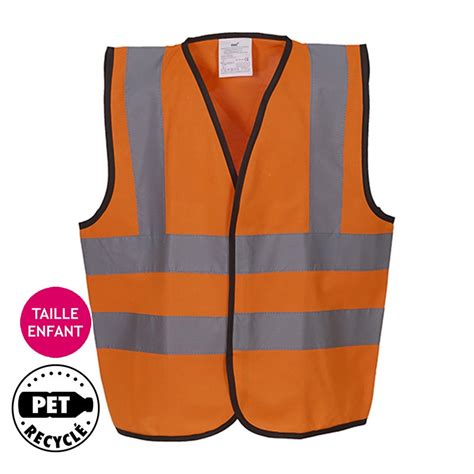 Gilet de sécurité enfant 4 bandes orange fluo personnalisé