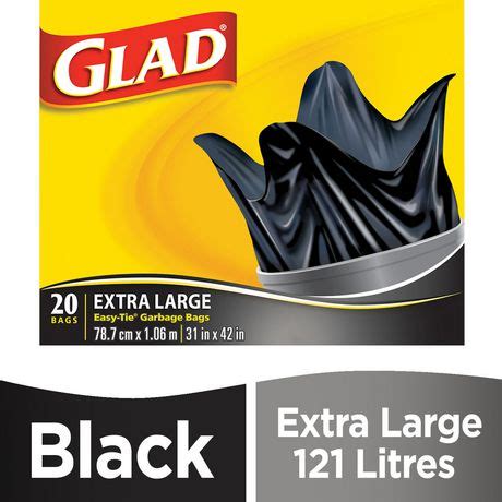 Glad Black Garbage Bags - Extra-Large 135 Litres - 20 Trash Bags - CTC ...