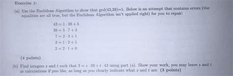 Solved A Use The Euclidean Algorithm To Show That