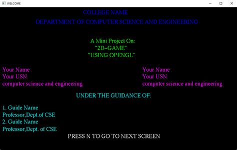 2D Game CG Project using OpenGL Source Code & Report - VTUPulse.com