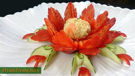 Bell Pepper Flower Carving Garnish How To Make Chili Flower Youtube