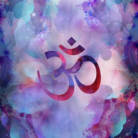 Om Symbol Watercolor Purples Digital Art By Lioudmila Perry