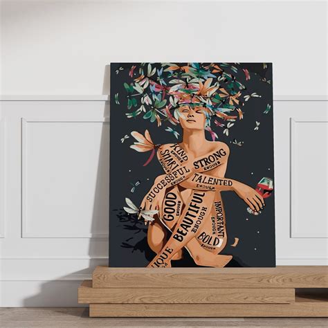 Butterflies Naked Woman And Wine Canvas Written Women Naked Etsy