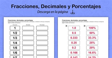 Fracciones Decimales Porcentajes Set Edumaterial