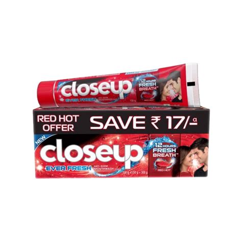 Buy CLOSEUP RED HOT GEL TOOTHPASTE EVER FRESH 2X150 GM Online Get Upto 60 OFF At PharmEasy