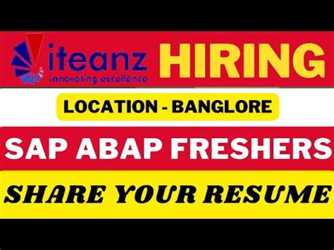 Hiring SAP ABAP Freshers Share CV Ananya28 YouTube