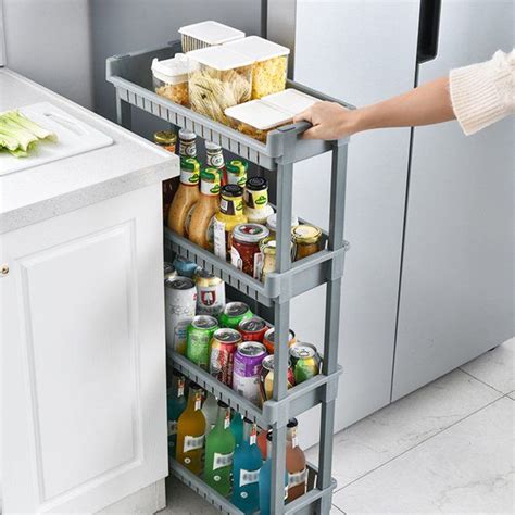 2 3 4 Tiers Slim Slide Out Rolling Storage Cart Tower Narrow Space Organizer Rack With Wheels