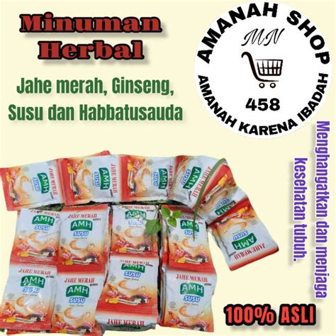 Jual Jahe Merah Amh Susu Plus Ginseng Dan Habbatusauda Shopee Indonesia