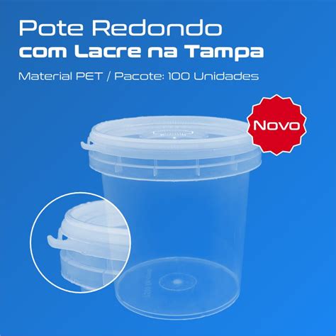 Pote Redondo Tampa E Lacre 500 Ml 100 Und Bolo No Pote Maior