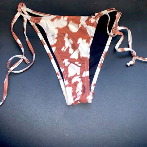 Nasty Gal Swim Nasty Girl Size Bikini String Light Brown Cow Print Bottom Poshmark