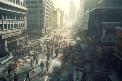 Surviving the Zombie Apocalypse: Cityscape Crowded with Zombies ...