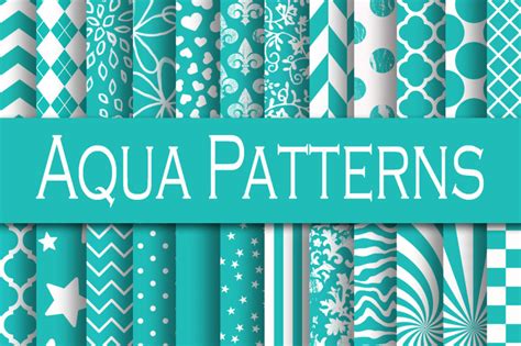 Aqua Patterns Digital Paper By Shannon Keyser Thehungryjpeg