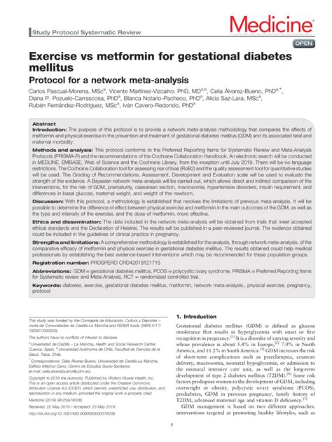 PDF Exercise Vs Metformin For Gestational Diabetes Mellitus Protocol