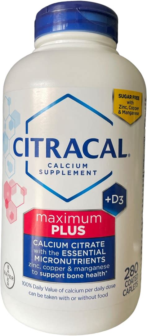 Citracal Calcium Citrate Caplets Maximum Plus D3 1pack 280 Ct Packaging May