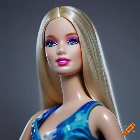 Blonde Hair Barbie Holding A Mobile Phone Accurate Eyes Accurate Face