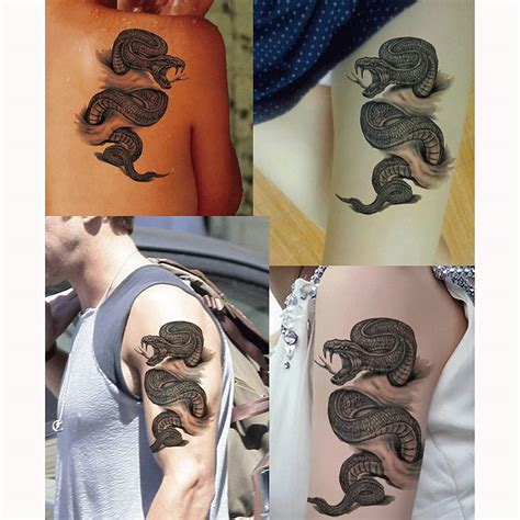 Fei Ji Realistic Snake Temporary Tattoos For Women Men Adults Arm Sexy