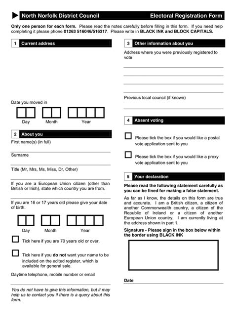 Voter Registration Form In Word And Pdf Formats