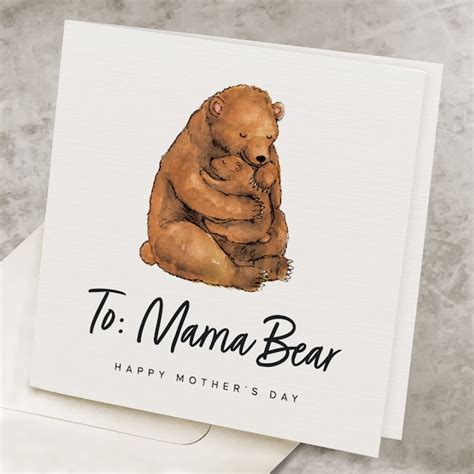 To Mama Bear Happy Mother S Day Card Bear Hug From Mom Etsy