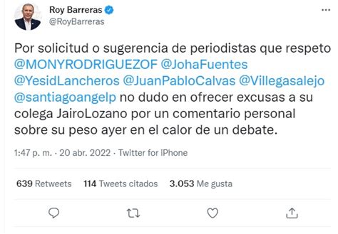 “recibo Con Mucho Respeto El Llamado De Atención” Roy Barreras Y Su