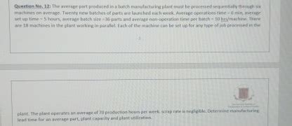 Solved The Average Part Produced In A Batok Manufacture Chegg