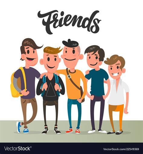 cartoon guys   friends student characters