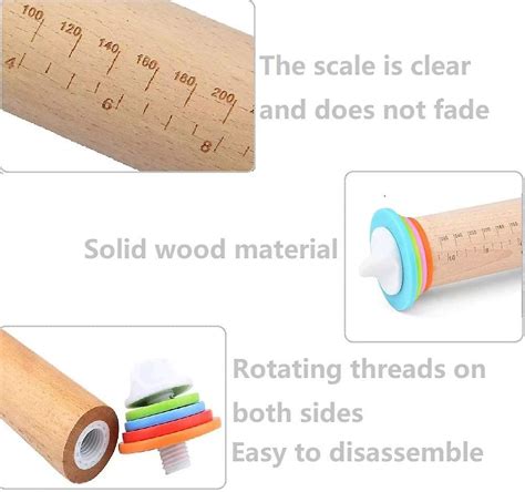 Adjustable Rolling Pin With Removable Rings Dough Roller Solid