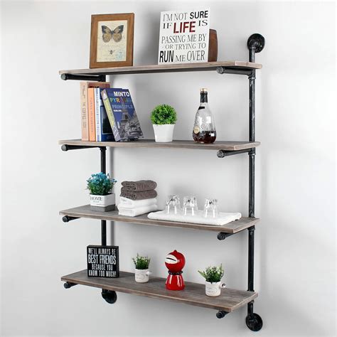 Buy Mbqq Industrial Retro Pipe Shelf Tier Wall Ed In Rustic