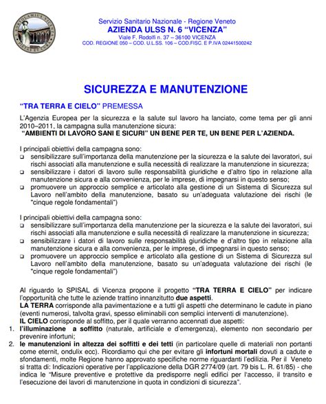 Linee Guida Per La Sicurezza Sul Lavoro Vega Engineering