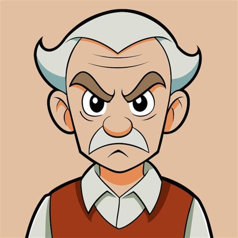 Premium Vector A Cartoon Of An Old Man With A Grumpy Expression On