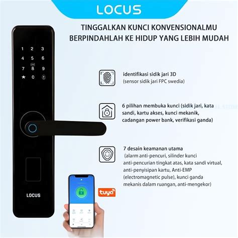 Jual Locus L5 Wifi Smart Door Lock Sidik Jari Kunci Pintu Digital