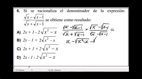 Racionalizaci N De Denominadores Utilizando El Conjugado Youtube