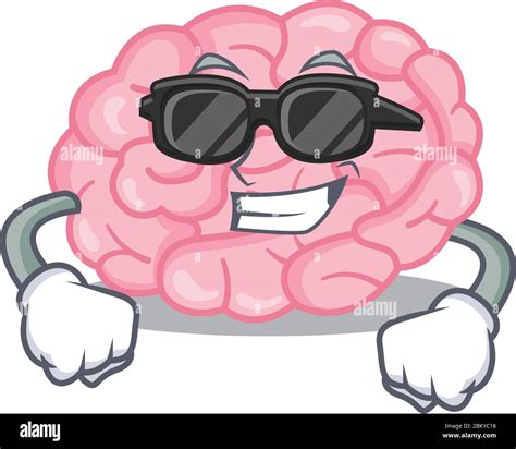 Cool Human Brain Cartoon Character Wearing Expensive Black Glasses