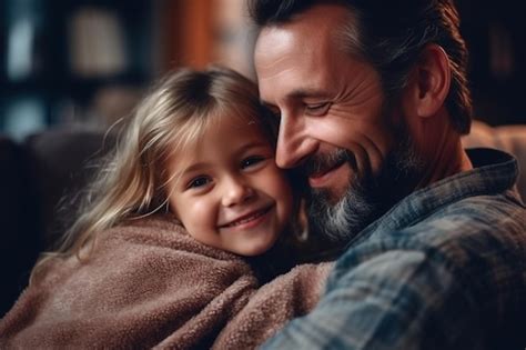 Un padre y una hija abrazándose Foto Premium