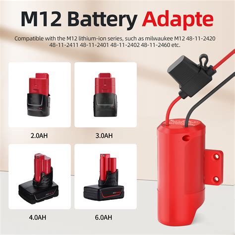 M12 Battery Adapter Kit For Milwaukee M12 12V Dock Power Connector