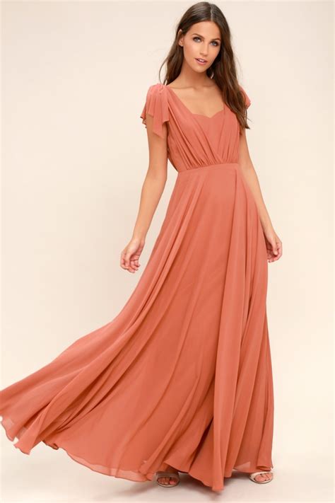 Stunning Rusty Rose Dress Maxi Dress Gown 89 00 Lulus