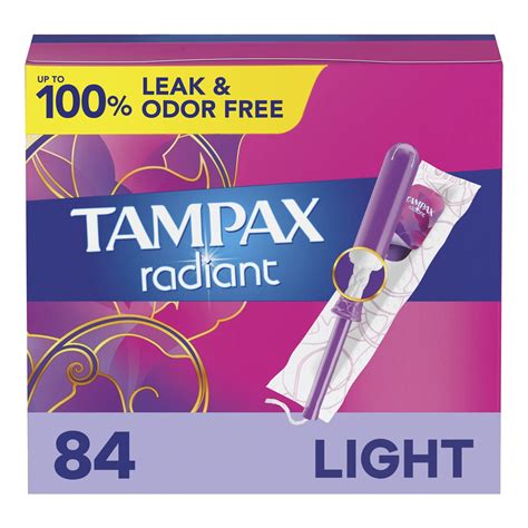 Tampax Radiant Tampons Light Absorbency With Bpa Free Plastic