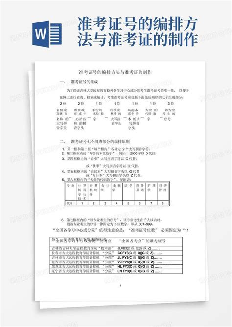 准考证号的编排方法与准考证的制作word模板下载编号lwrownxr熊猫办公