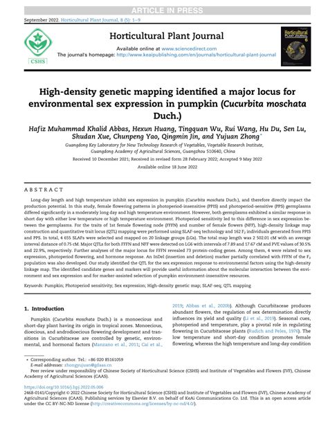 PDF High Density Genetic Mapping Identified A Major Locus For Environmental Sex Expression In