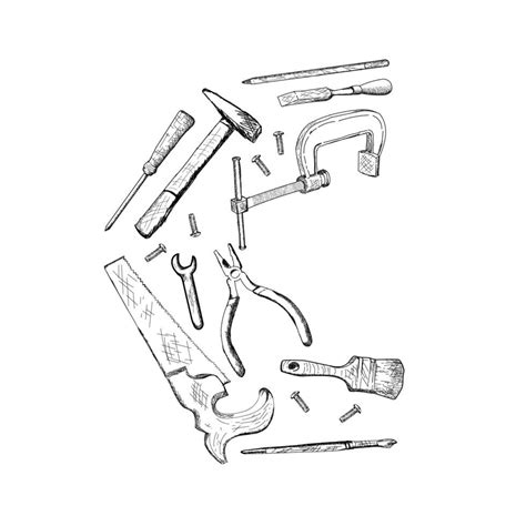 Vintage crafting table tools handraw style 41028887 Vector Art at Vecteezy