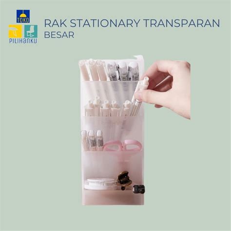 Jual Tempat Stationary Transparan Kotak Rak Pen Pulpen Pensil Aksesoris