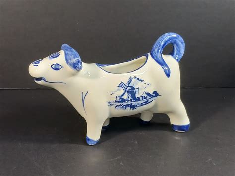 Vintage Cow Creamer Vintage Delft Blue Holland Hand Painted Cow Creamer