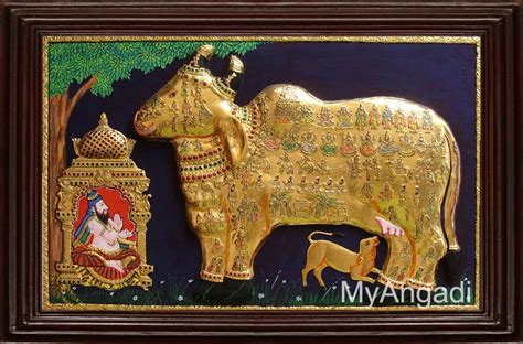 Teak Wood Frame Fine Finish Komatha Tanjore Painting For Wall Hangings