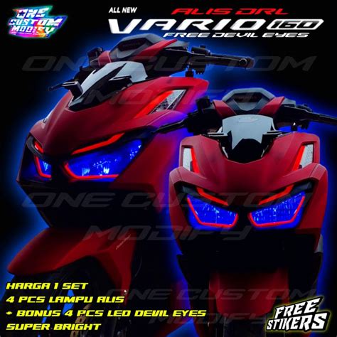 Lampu Alis Drl New Vario 160 Bonus Devil Eyes Lampu Depan Senja Lis Led