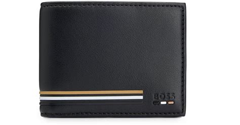 Boss By Hugo Boss Faux Leather Wallet With Signature Stripe Details In