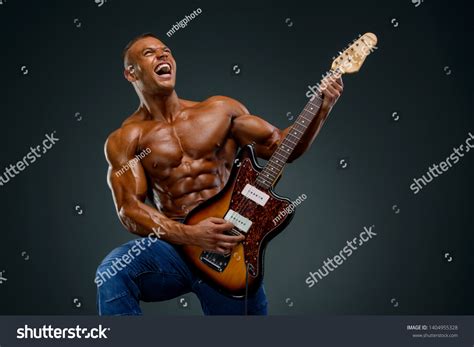 Shirtless Muscular Men Playing Guitar Stock Photo Shutterstock