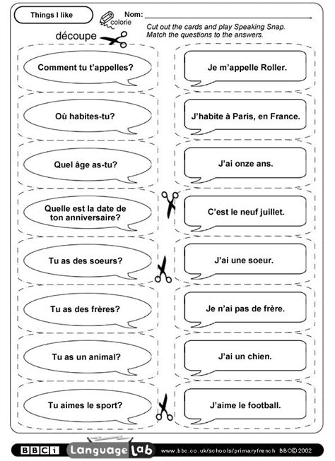 French Worksheets For Beginners