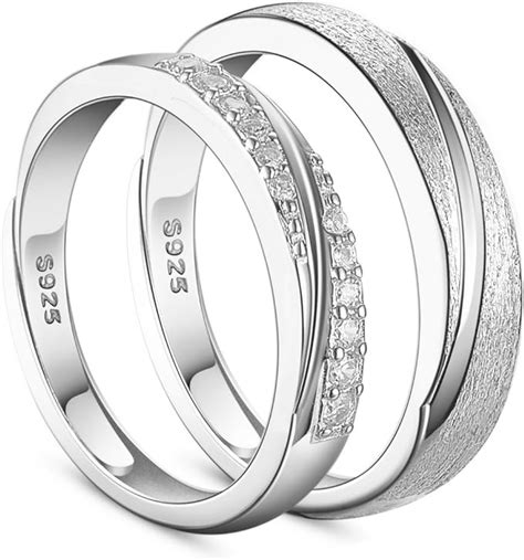 Shegrace Coppia Di Anelli In Argento Con Zirconia Cubica Aaa Anelli