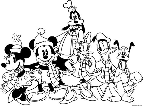 Coloriage Classic Mickey And Friends Dessin Noel Disney à Imprimer