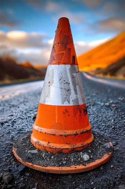 Orange Traffic Cone On The Road A Photo Of An Orange And White Traffic